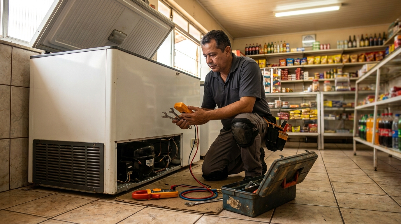Técnico de conserto de freezer em residência em Itajaí‑SC