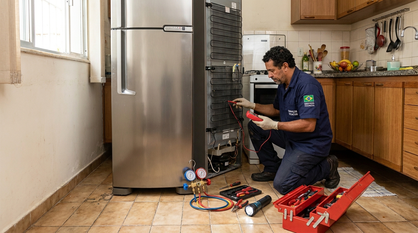 Técnico de conserto de geladeira em residência em Itajaí‑SC